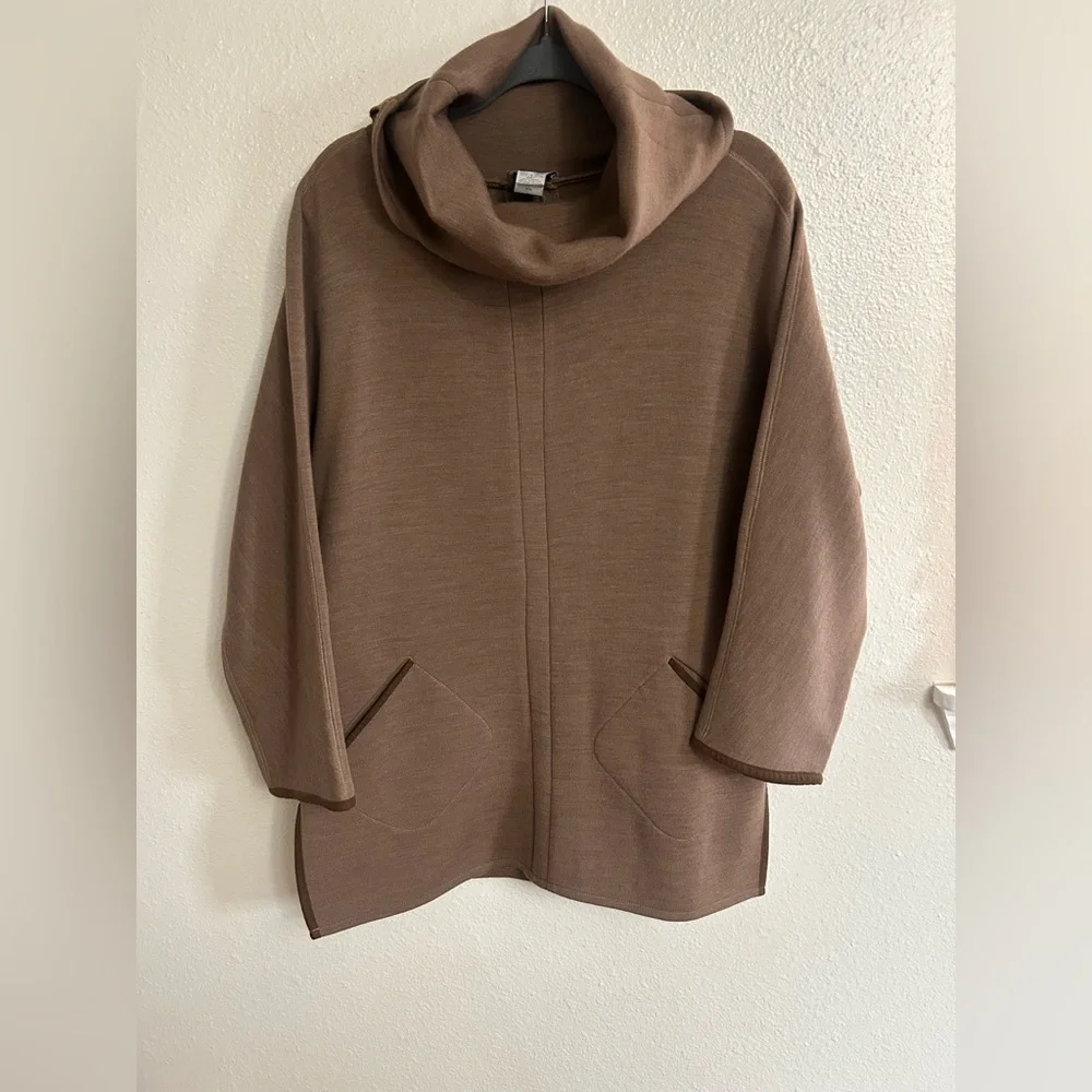 Soft Surroundings Cotswold Cowl Neck Wool Blend Tunic Sweater Womens SP